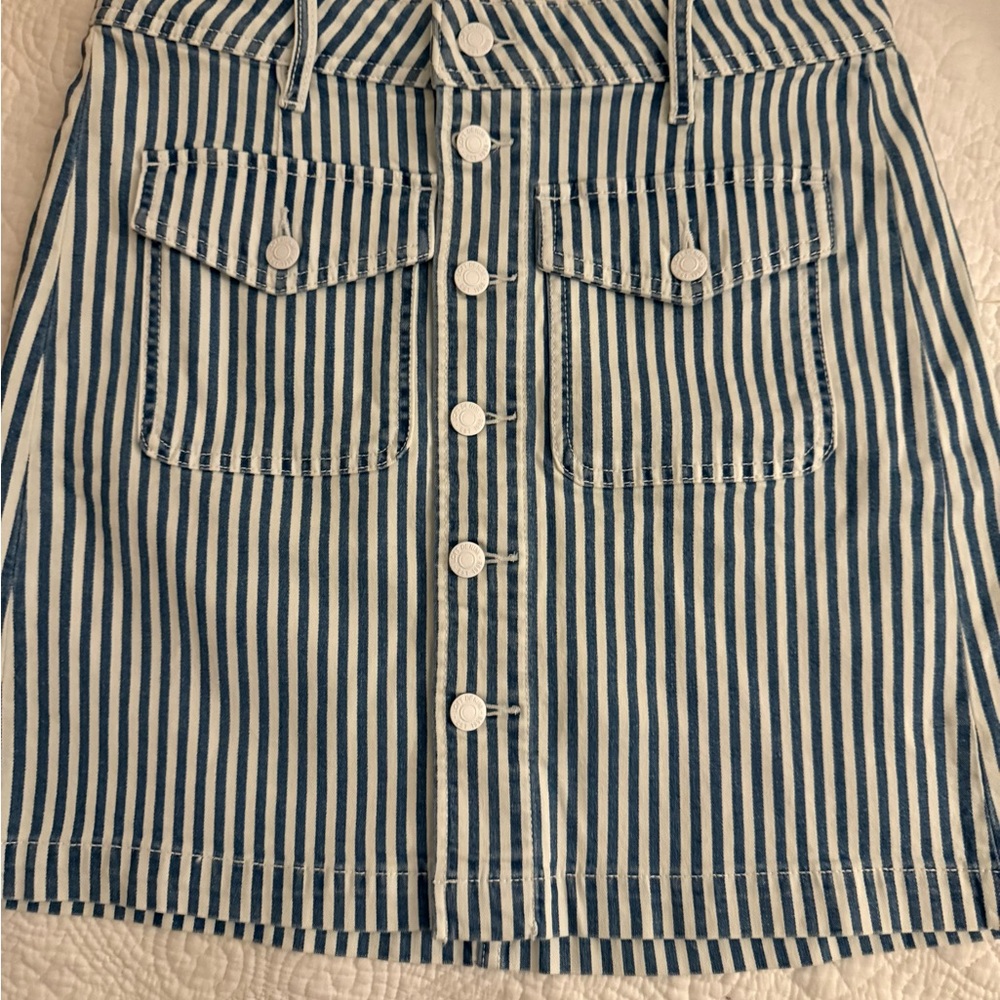 LOFT Black and White A-Line Mini Skirt